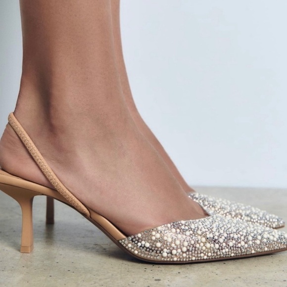 💎 Luxe Embellished Slingback Pointed Heels 💎 SZ 9 New 🔥✨ - Picture 1 of 5